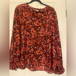 Loft XL beautiful blouse with detailed velvet buttons at the neckline.